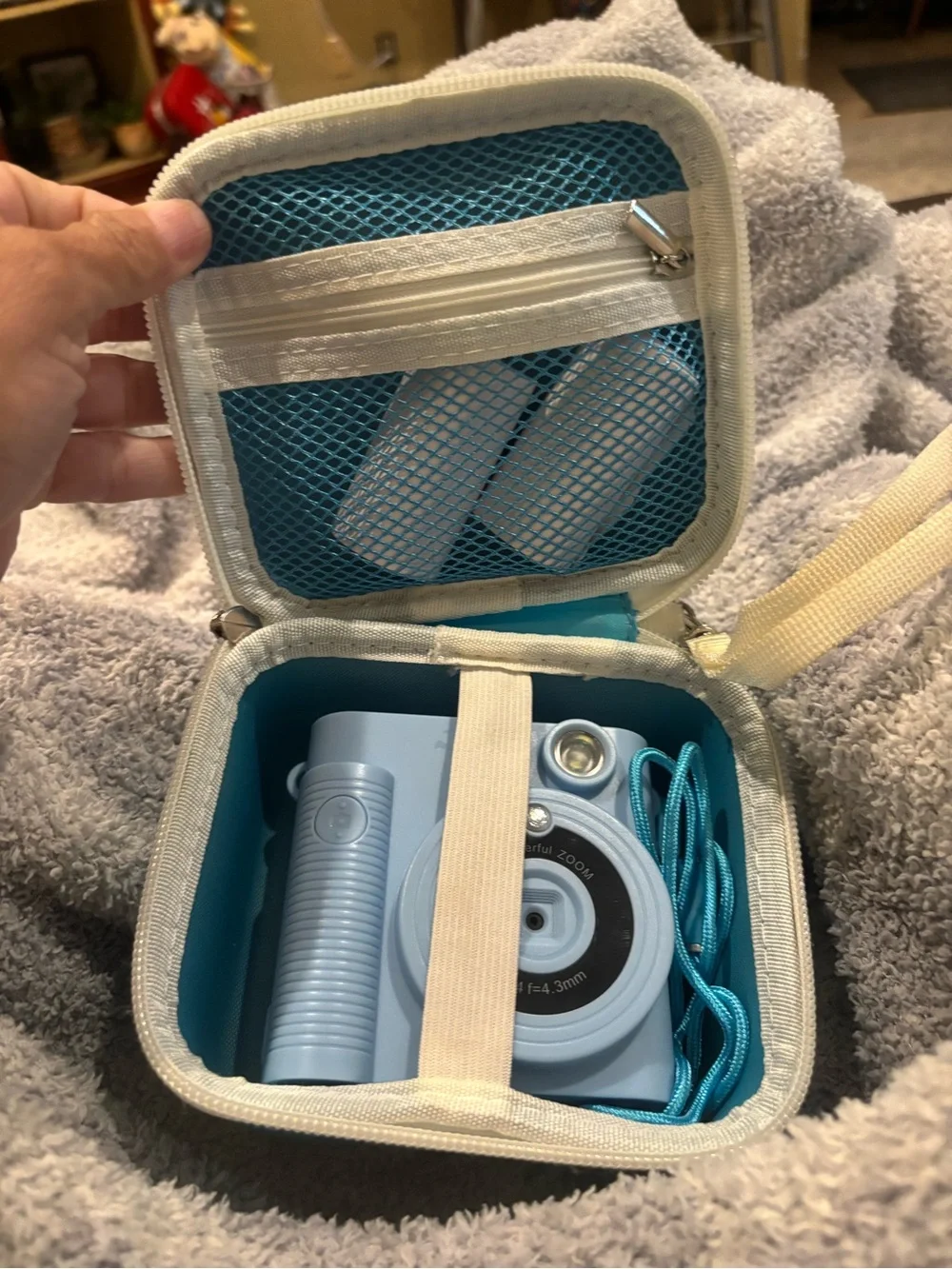 Light Blue Instant Print Toy Camera with Carry Case and Strap